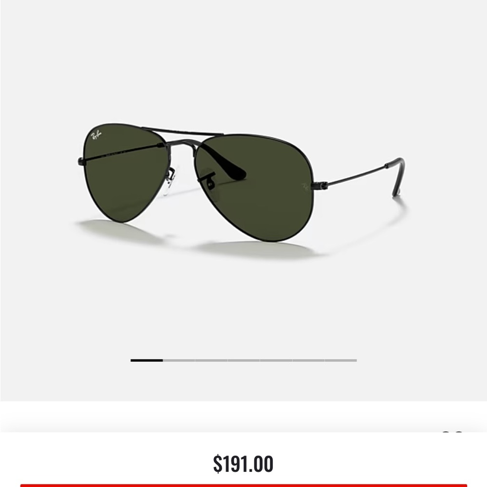 Ray-Ban Classic Aviator Sunglasses Black Frame Green Lenses